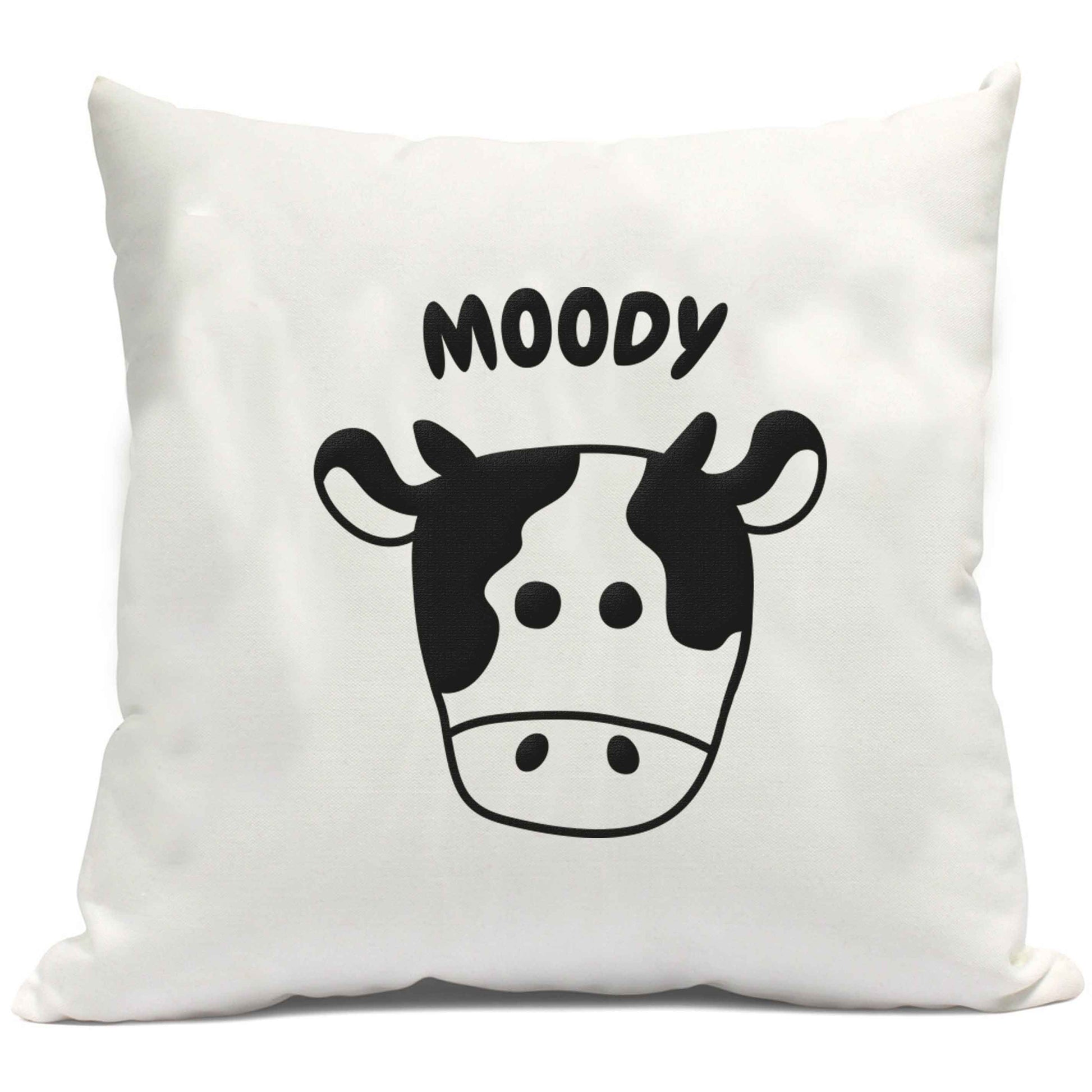 Moody cow illustration cushion cover