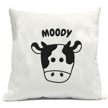 Moody cow illustration cushion cover