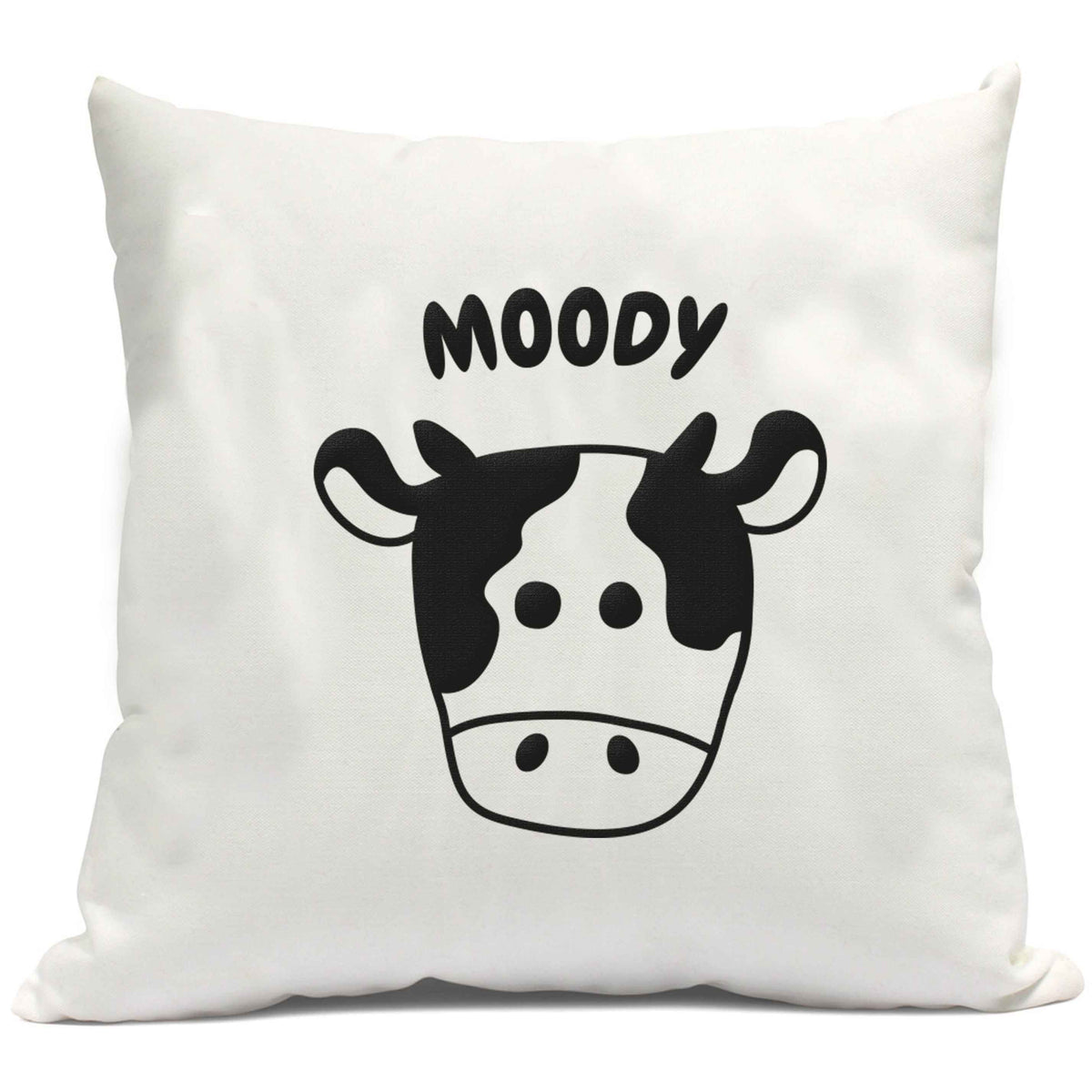 Moody cow illustration cushion cover