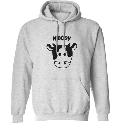 Moody cow illustration adults unisex grey hoodie 2XL