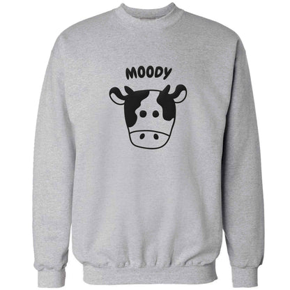 Moody cow illustration adult's unisex grey sweater 2XL