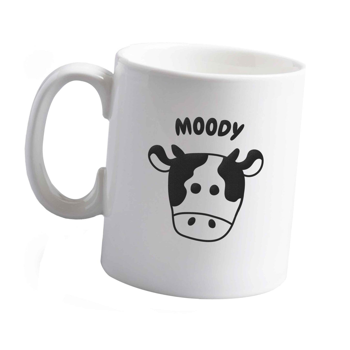 10 oz Moody cow illustration ceramic mug left sided
