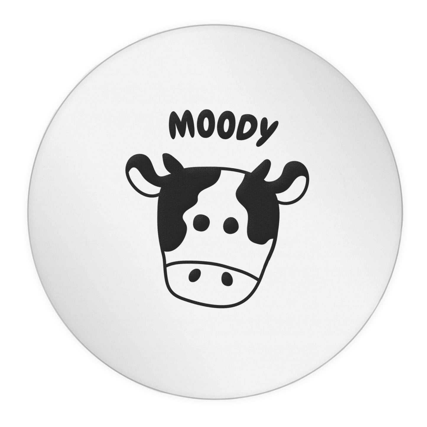 Moody cow illustration 24 @ 45mm matt circle stickers