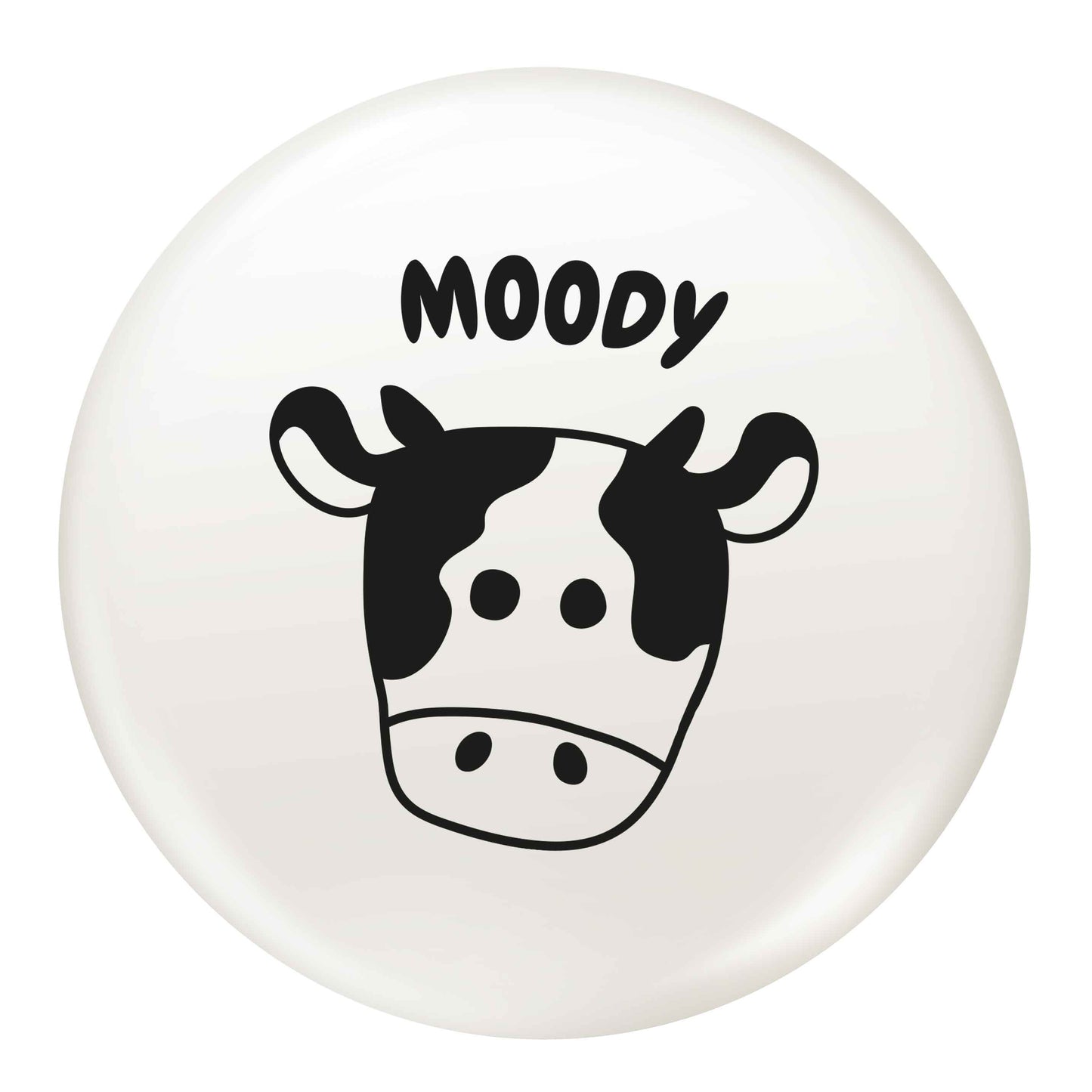 Moody cow illustration small 25mm Pin badge
