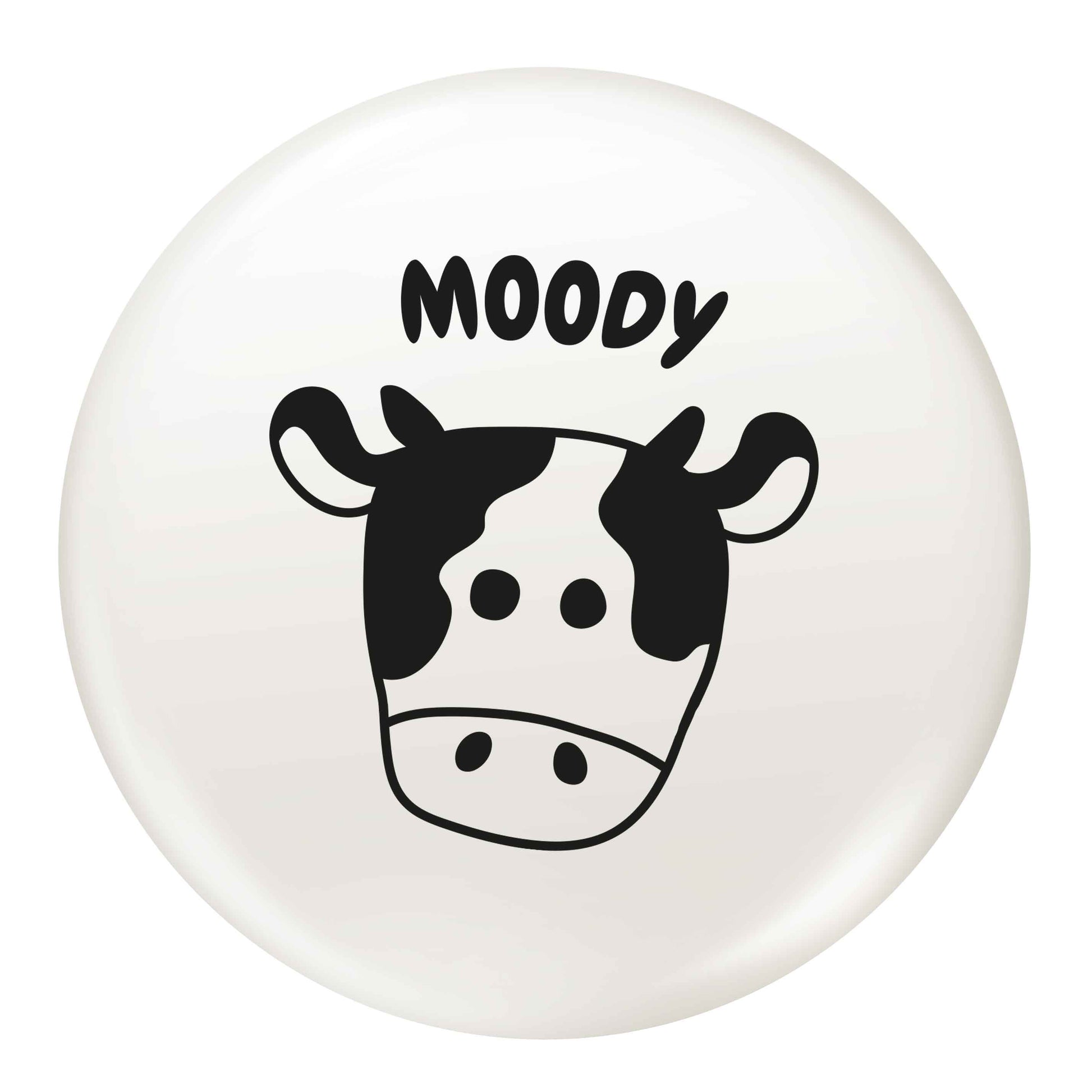 Moody cow illustration small 25mm Pin badge