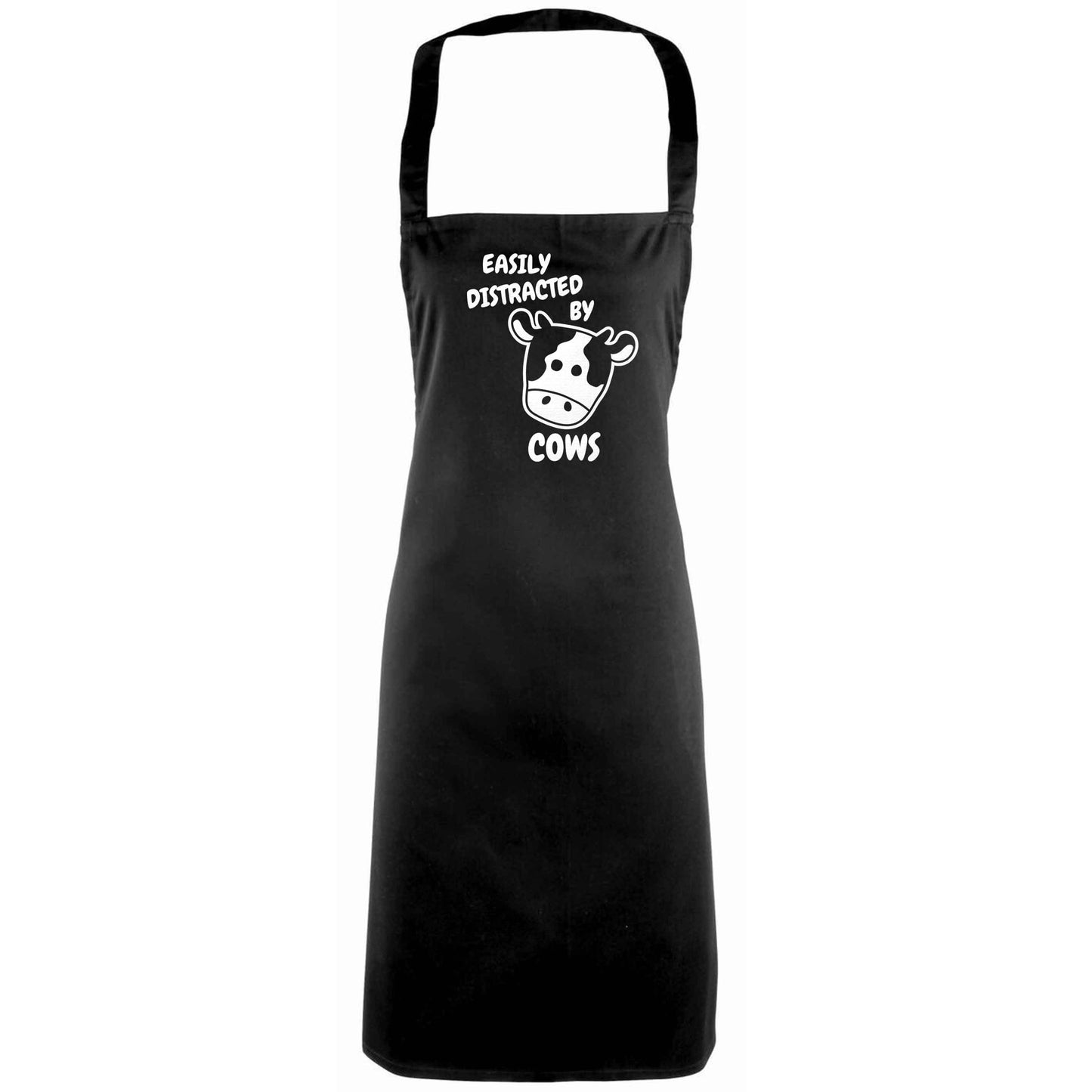 Easily distracted by cows adults black apron