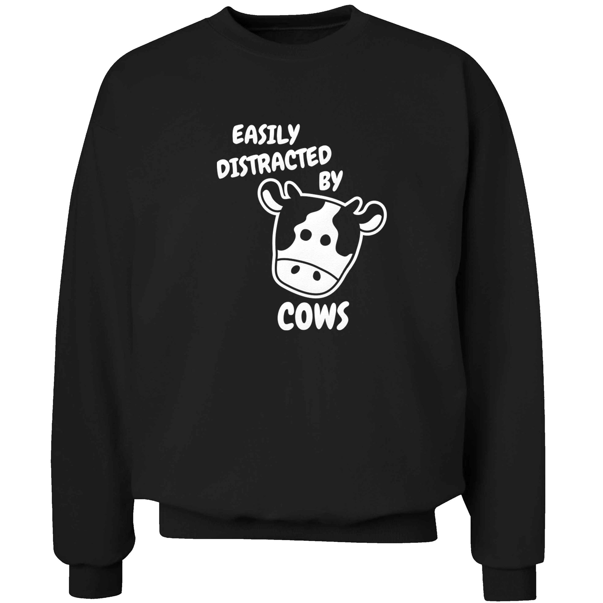 Easily distracted by cows adult's unisex black sweater 2XL