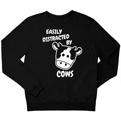 Easily distracted by cows children's black sweater 12-13 Years