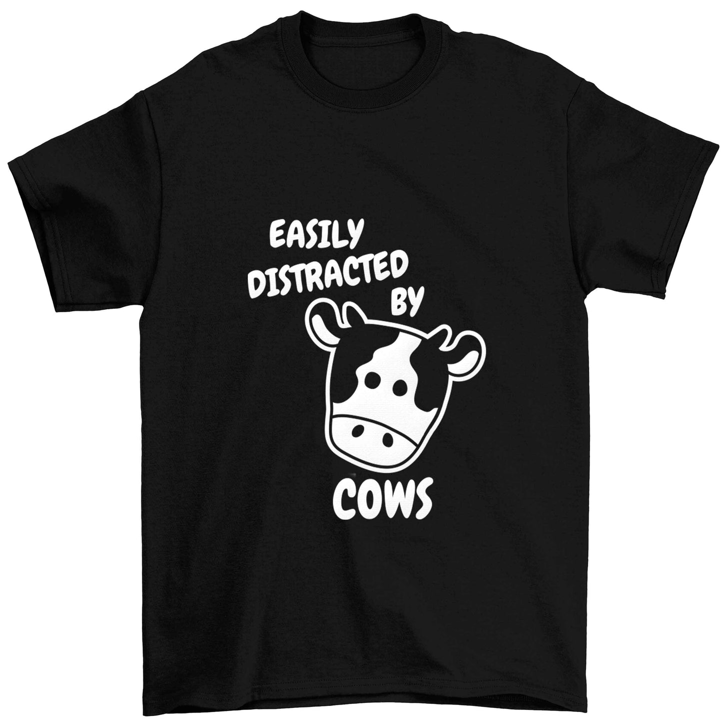 Easily distracted by cows Children's black Tshirt 12-13 Years