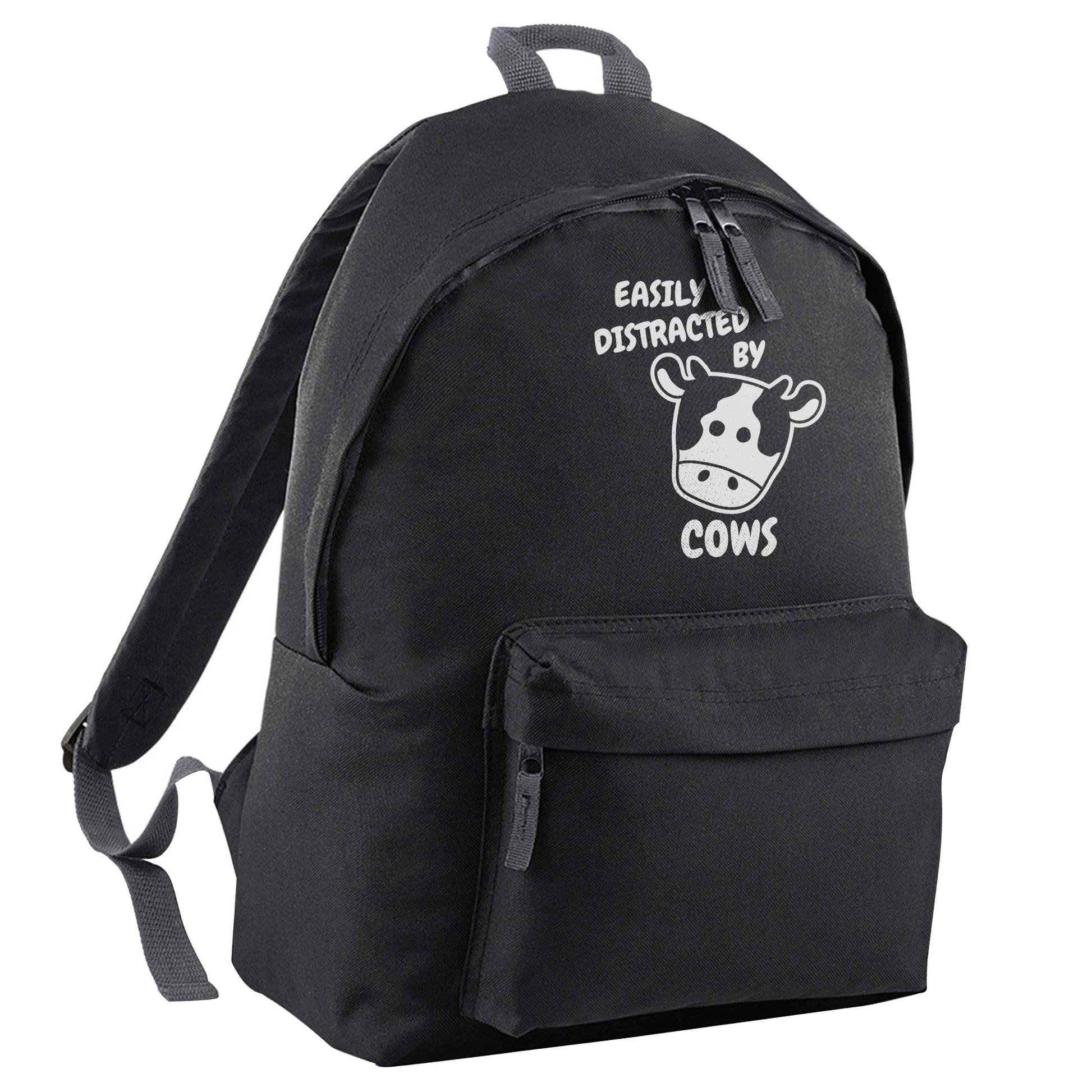 Easily distracted by cows black adults backpack