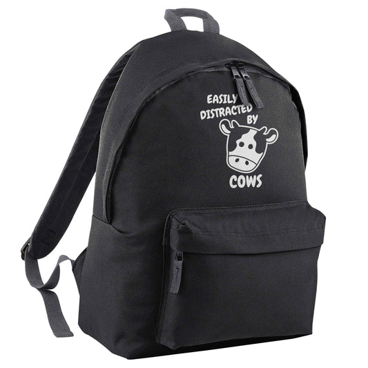 Easily distracted by cows black adults backpack