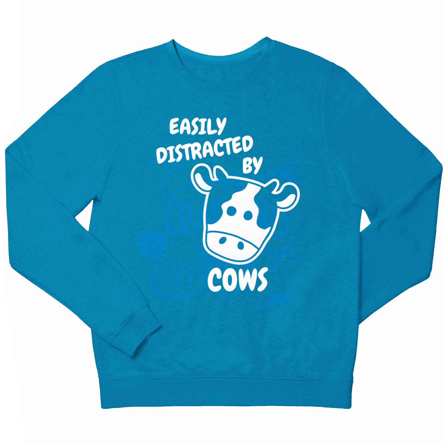 Easily distracted by cows children's blue sweater 12-13 Years