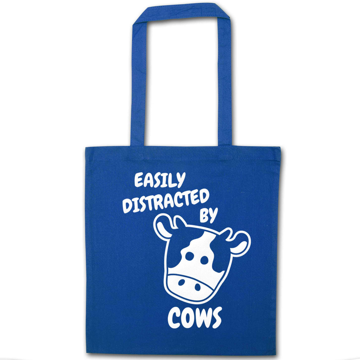 Easily distracted by cows blue tote bag