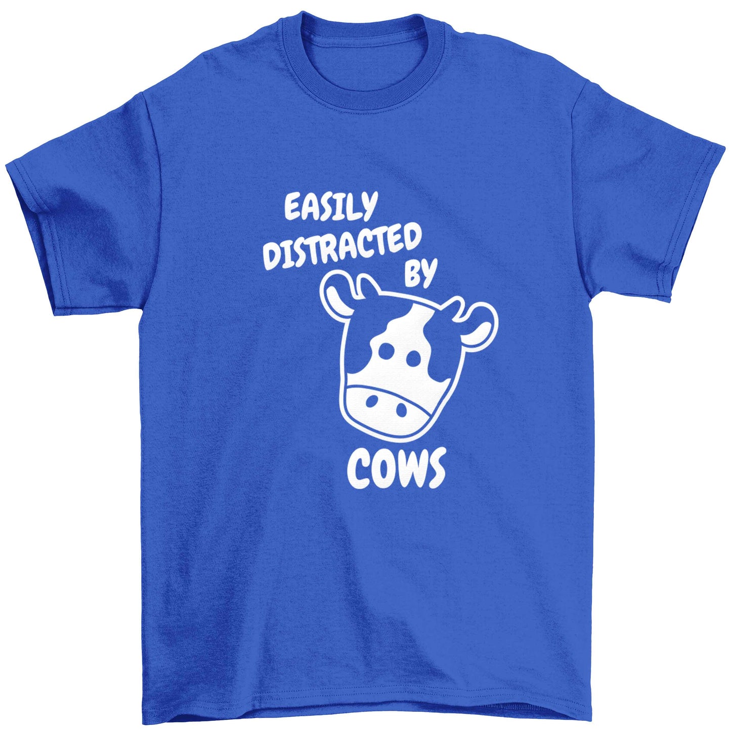 Easily distracted by cows Children's blue Tshirt 12-13 Years