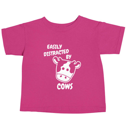 Easily distracted by cows pink baby toddler Tshirt 2 Years