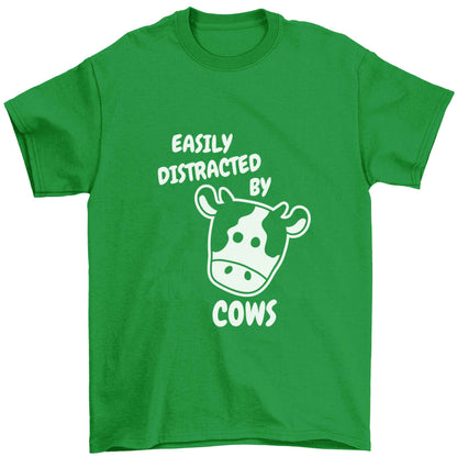 Easily distracted by cows Children's green Tshirt 12-13 Years