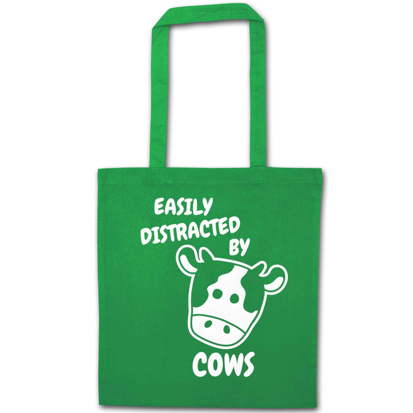 Easily distracted by cows green tote bag