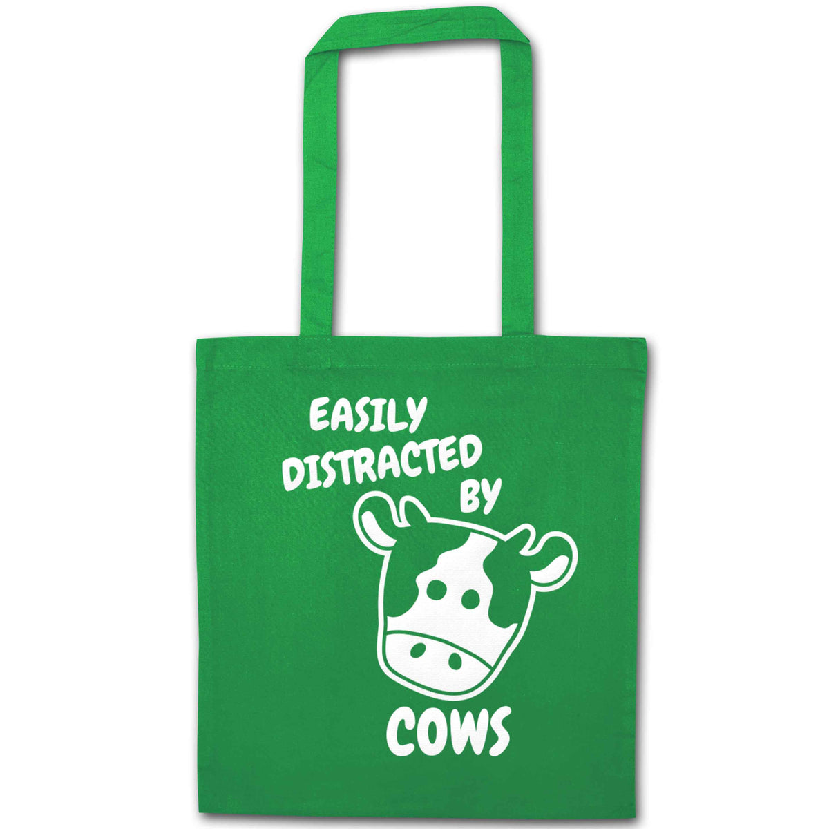 Easily distracted by cows green tote bag