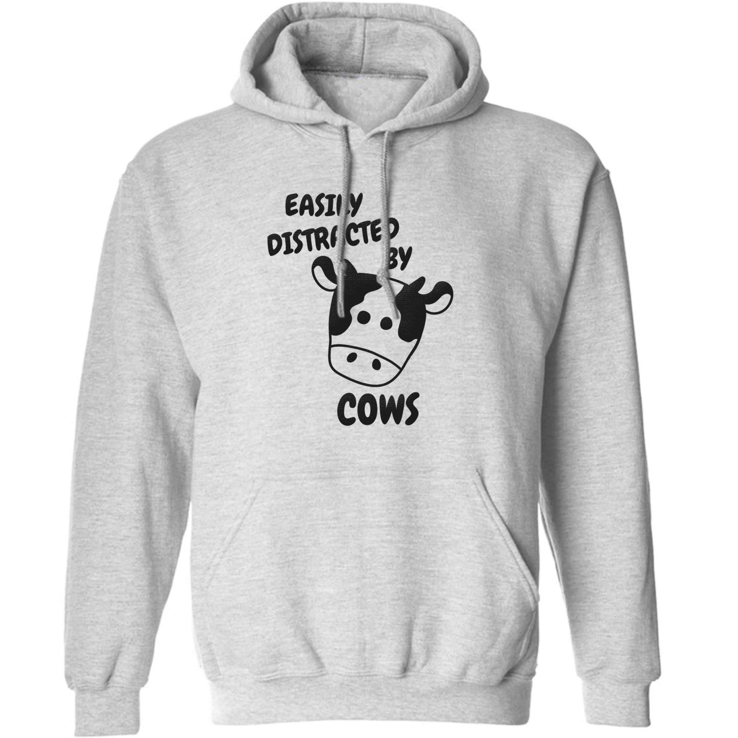 Easily distracted by cows adults unisex grey hoodie 2XL