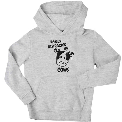Easily distracted by cows children's grey hoodie 12-13 Years