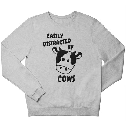 Easily distracted by cows children's grey sweater 12-13 Years