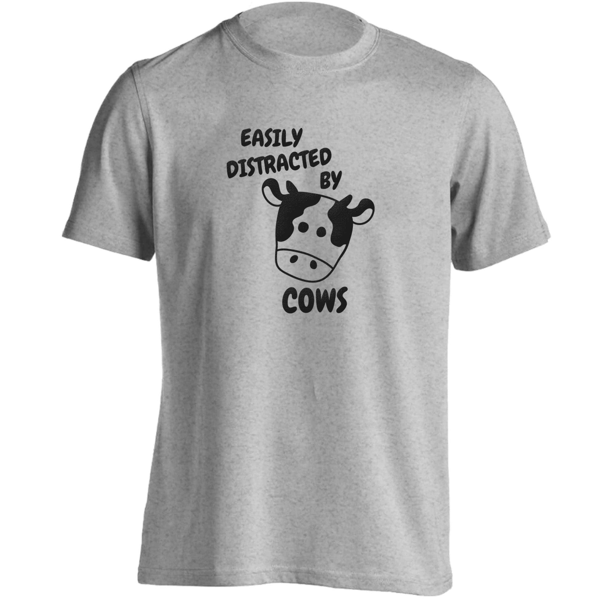 Easily distracted by cows adults unisex grey Tshirt 2XL