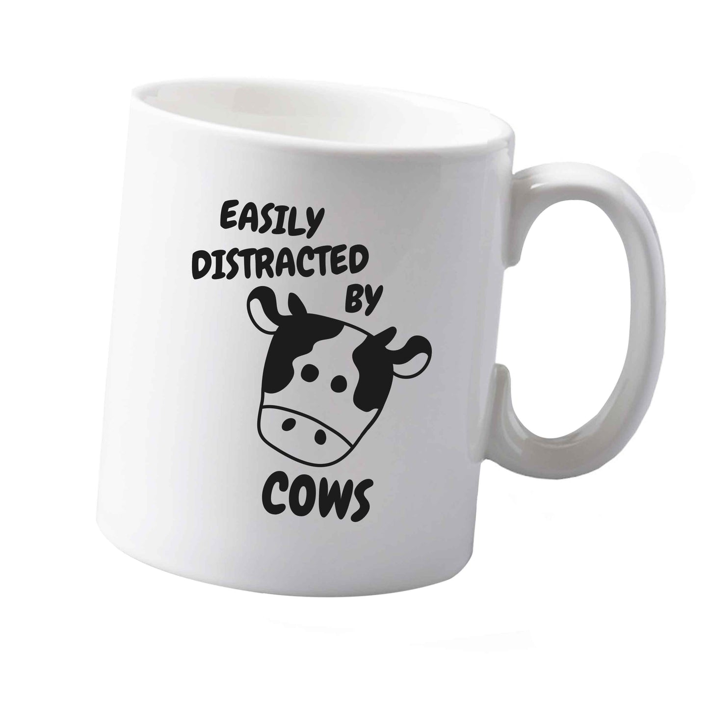 10 oz Easily distracted by cows ceramic mug  both sides