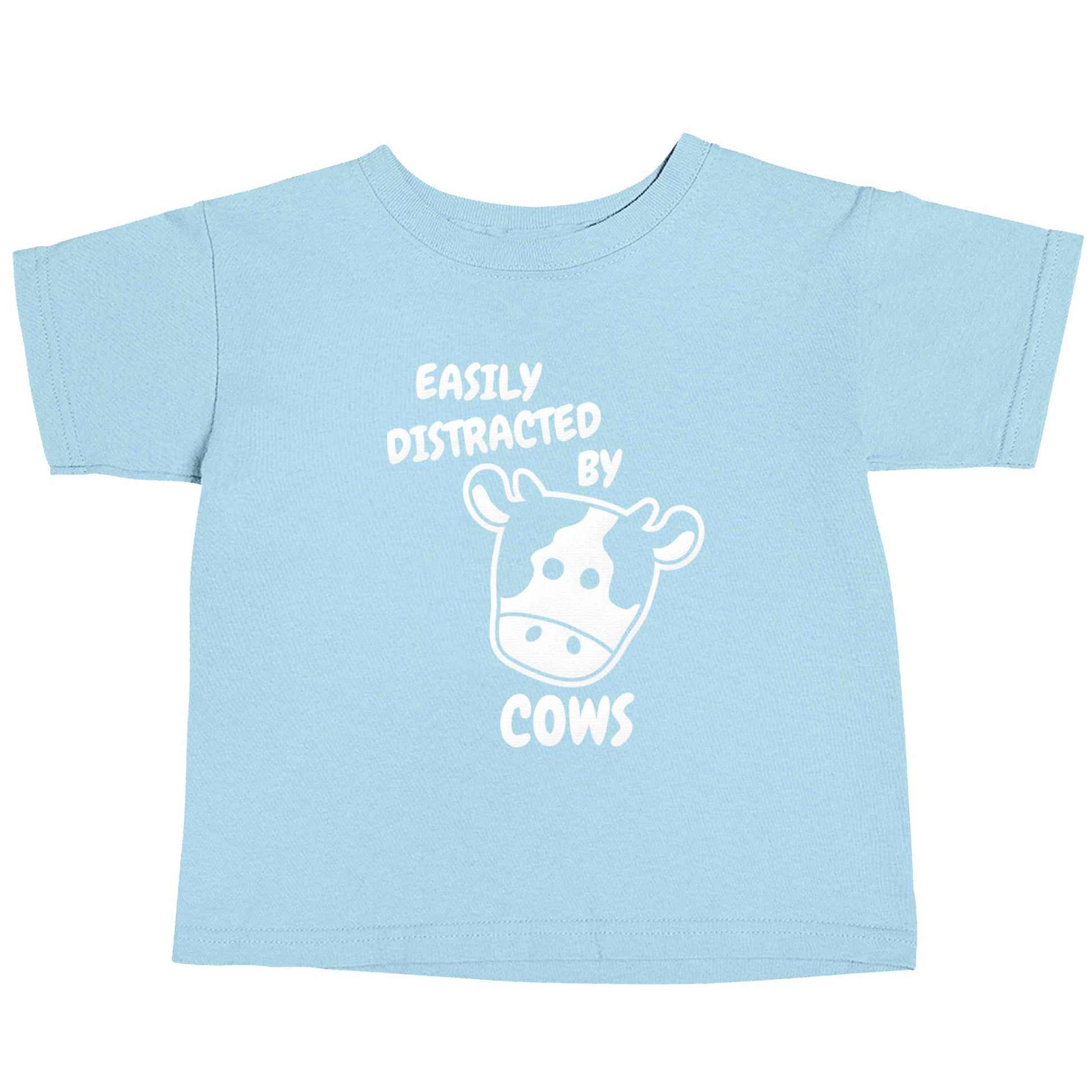 Easily distracted by cows light blue baby toddler Tshirt 2 Years