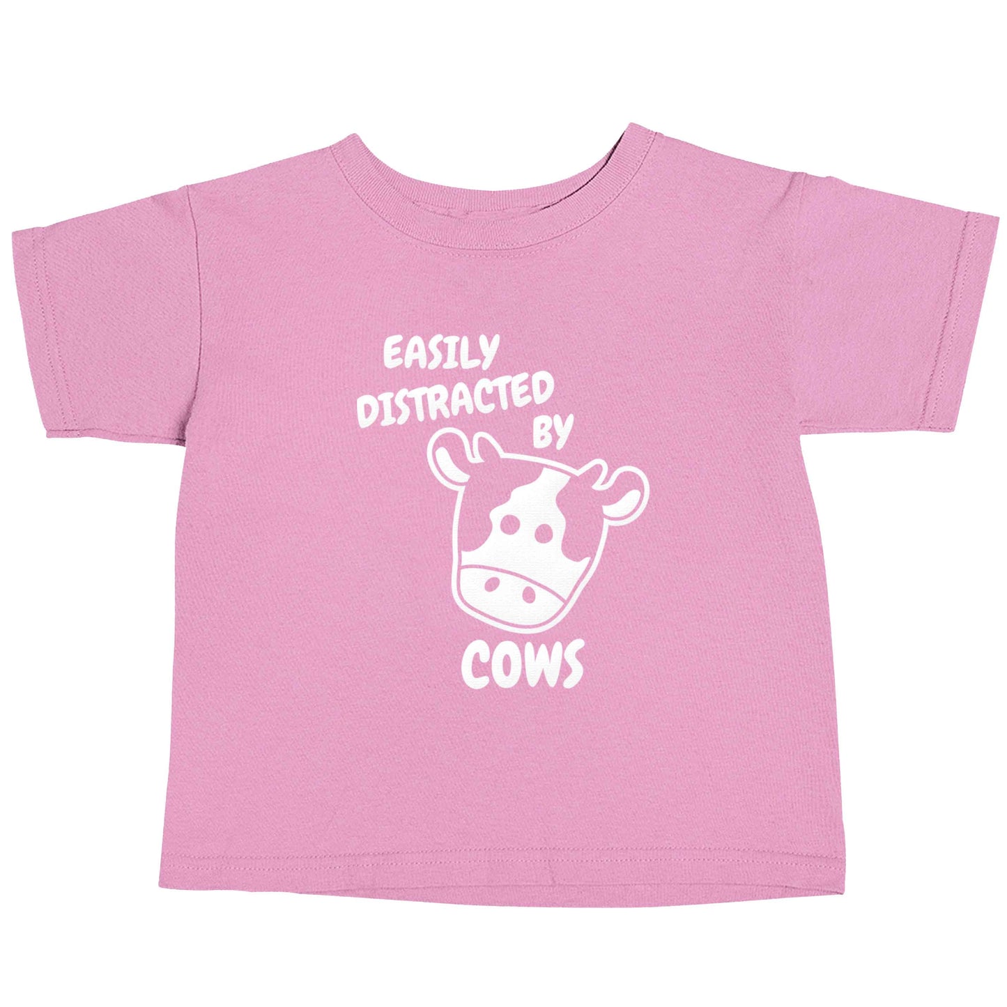 Easily distracted by cows light pink baby toddler Tshirt 2 Years