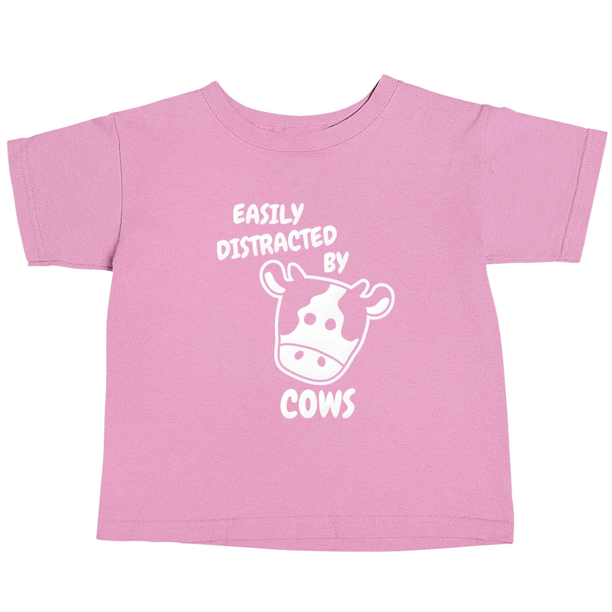 Easily distracted by cows light pink baby toddler Tshirt 2 Years