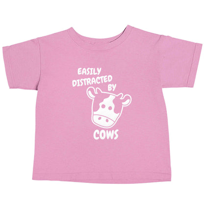 Easily distracted by cows light pink baby toddler Tshirt 2 Years