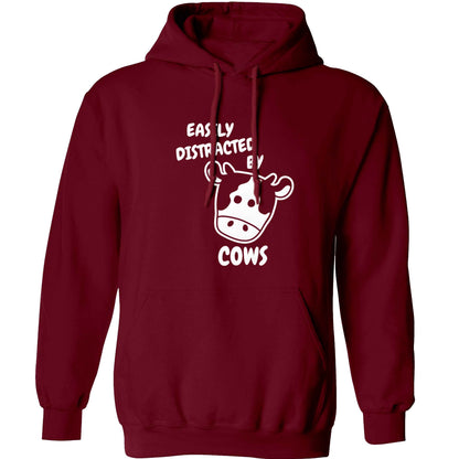 Easily distracted by cows adults unisex maroon hoodie 2XL