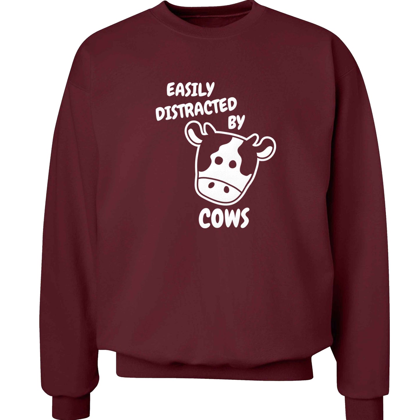 Easily distracted by cows adult's unisex maroon sweater 2XL