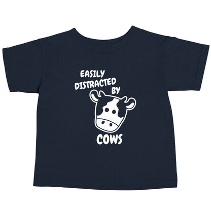 Easily distracted by cows navy baby toddler Tshirt 2 Years