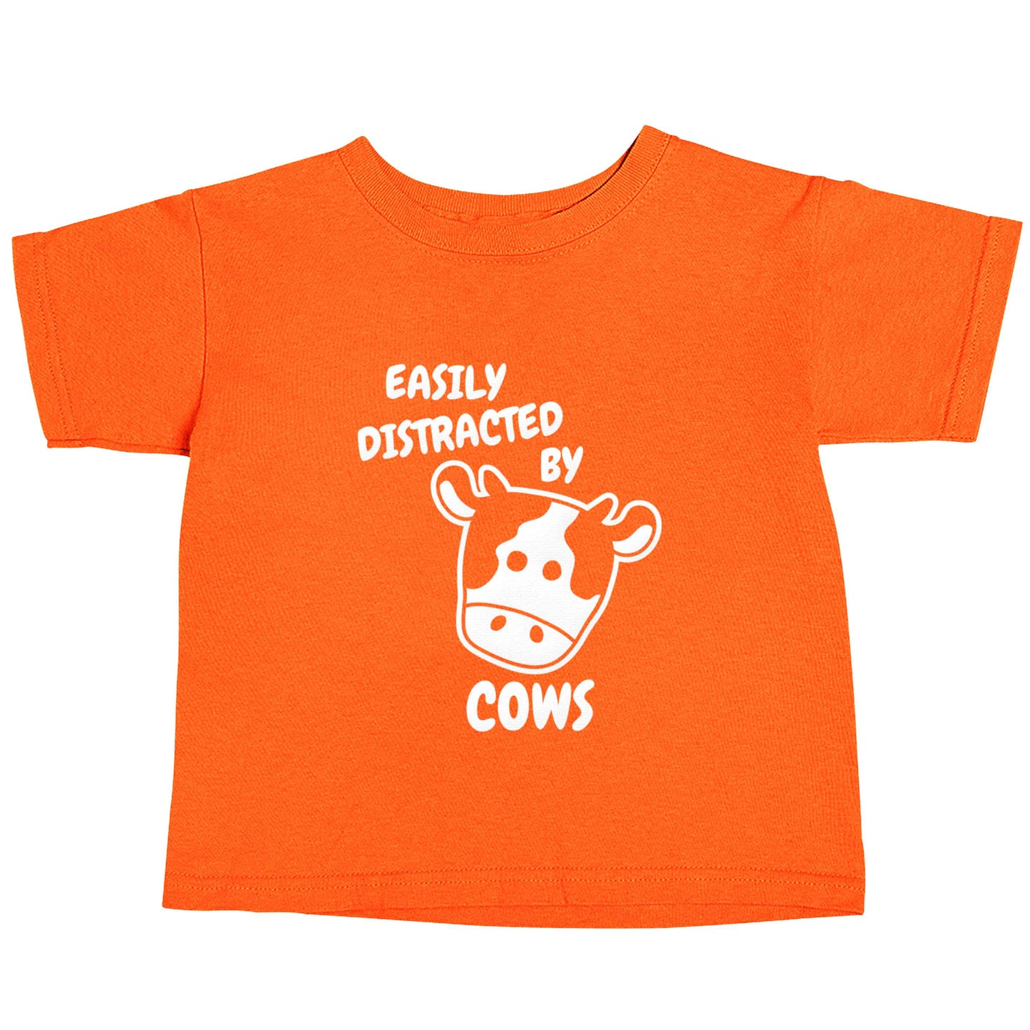 Easily distracted by cows orange baby toddler Tshirt 2 Years