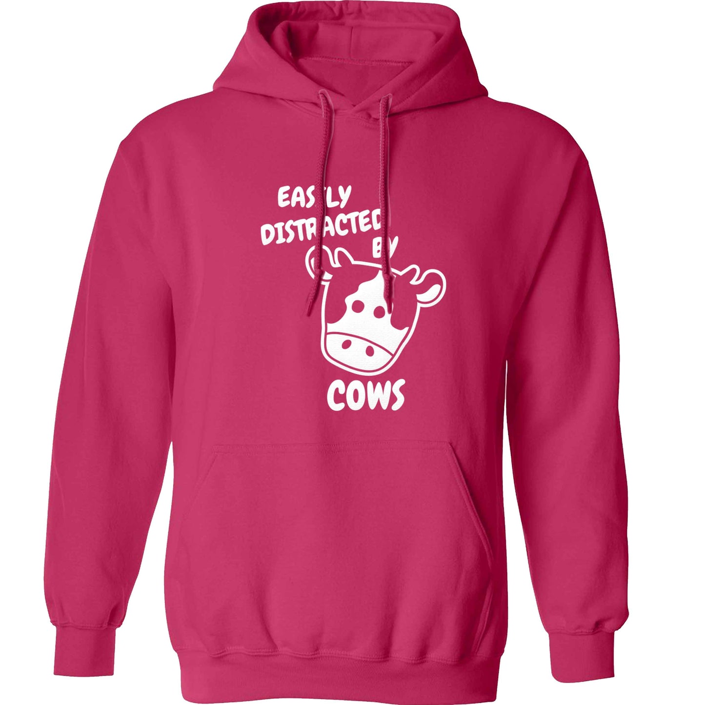 Easily distracted by cows adults unisex pink hoodie 2XL