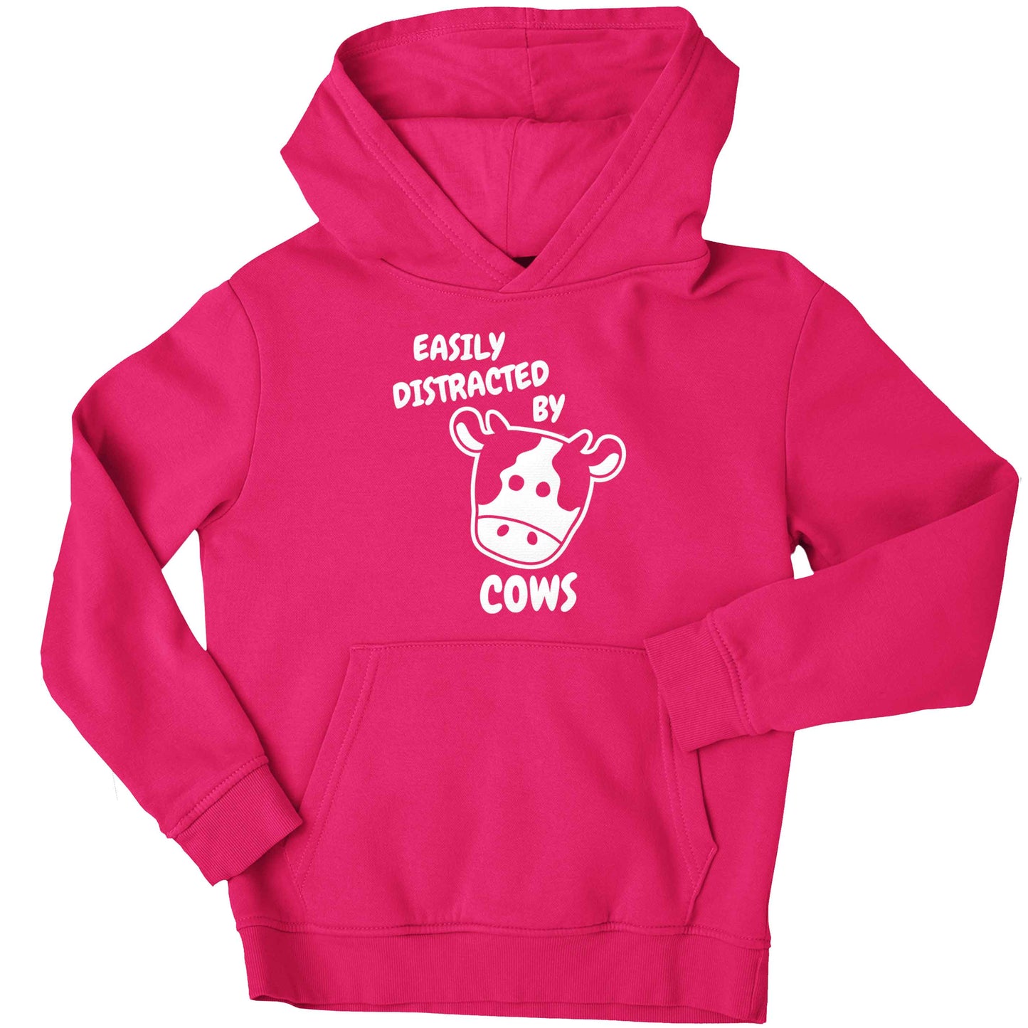 Easily distracted by cows children's pink hoodie 12-13 Years