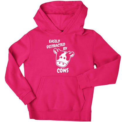 Easily distracted by cows children's pink hoodie 12-13 Years