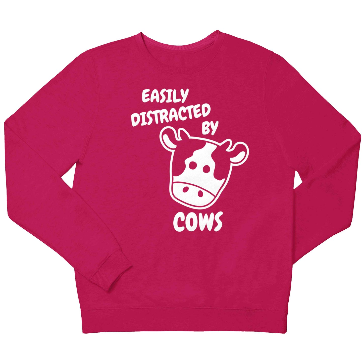 Easily distracted by cows children's pink sweater 12-13 Years