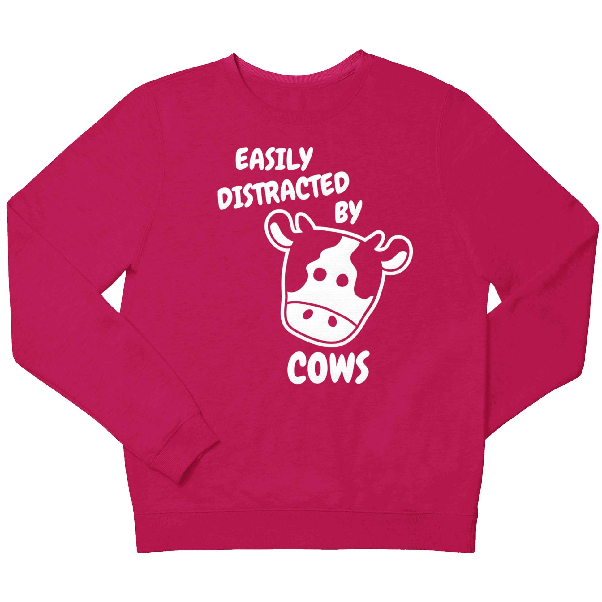 Easily distracted by cows children's pink sweater 12-13 Years