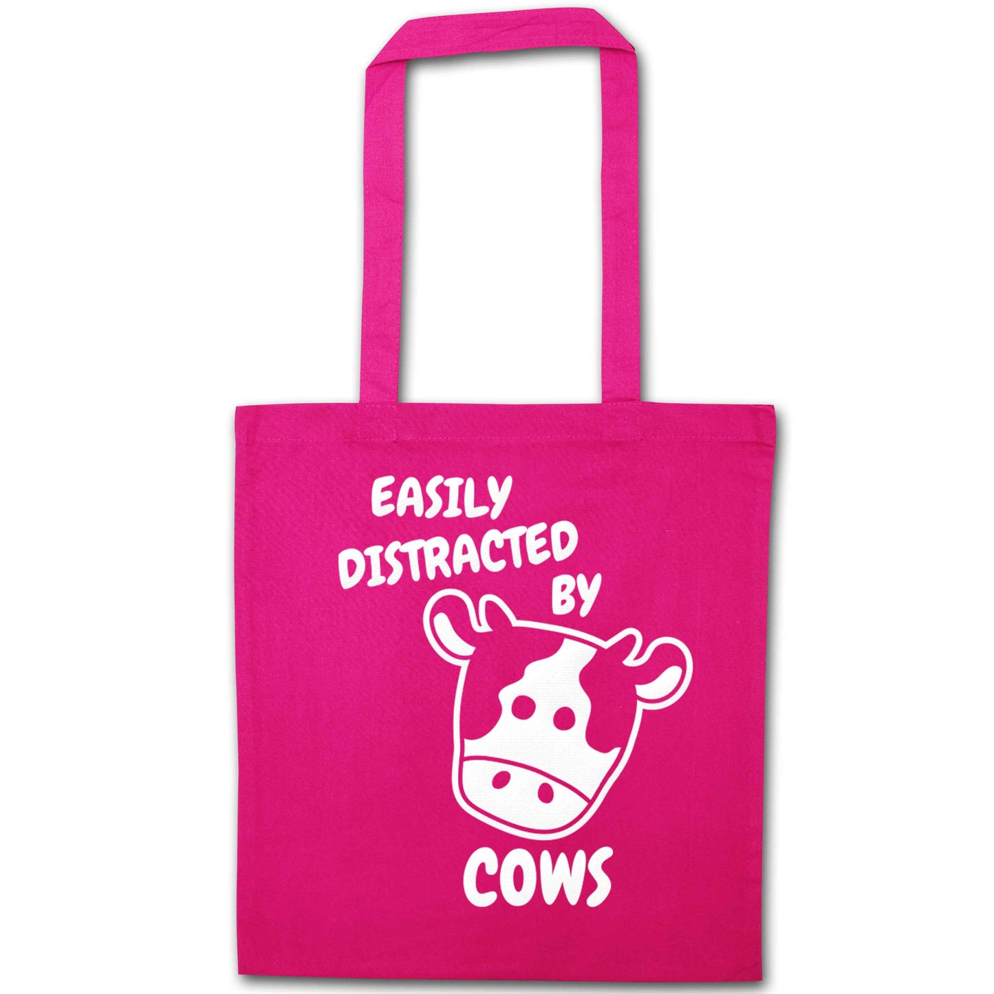 Easily distracted by cows pink tote bag