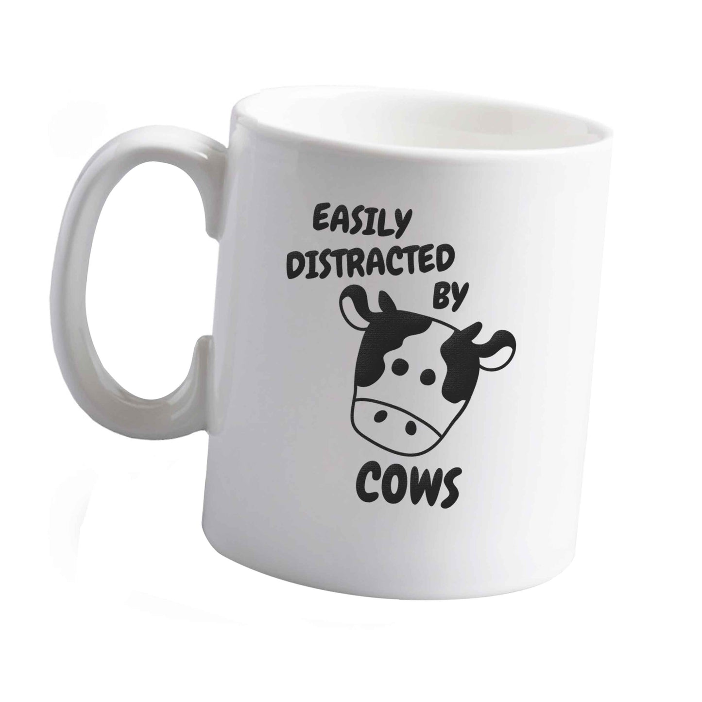10 oz Easily distracted by cows ceramic mug left sided