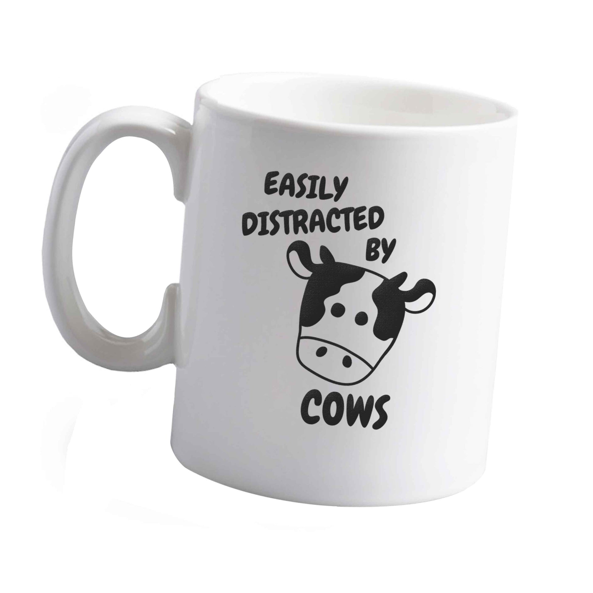 10 oz Easily distracted by cows ceramic mug left sided