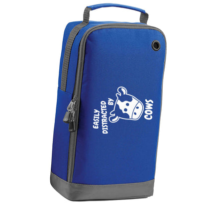 Easily distracted by cows blue sports shoe bag horizontal print