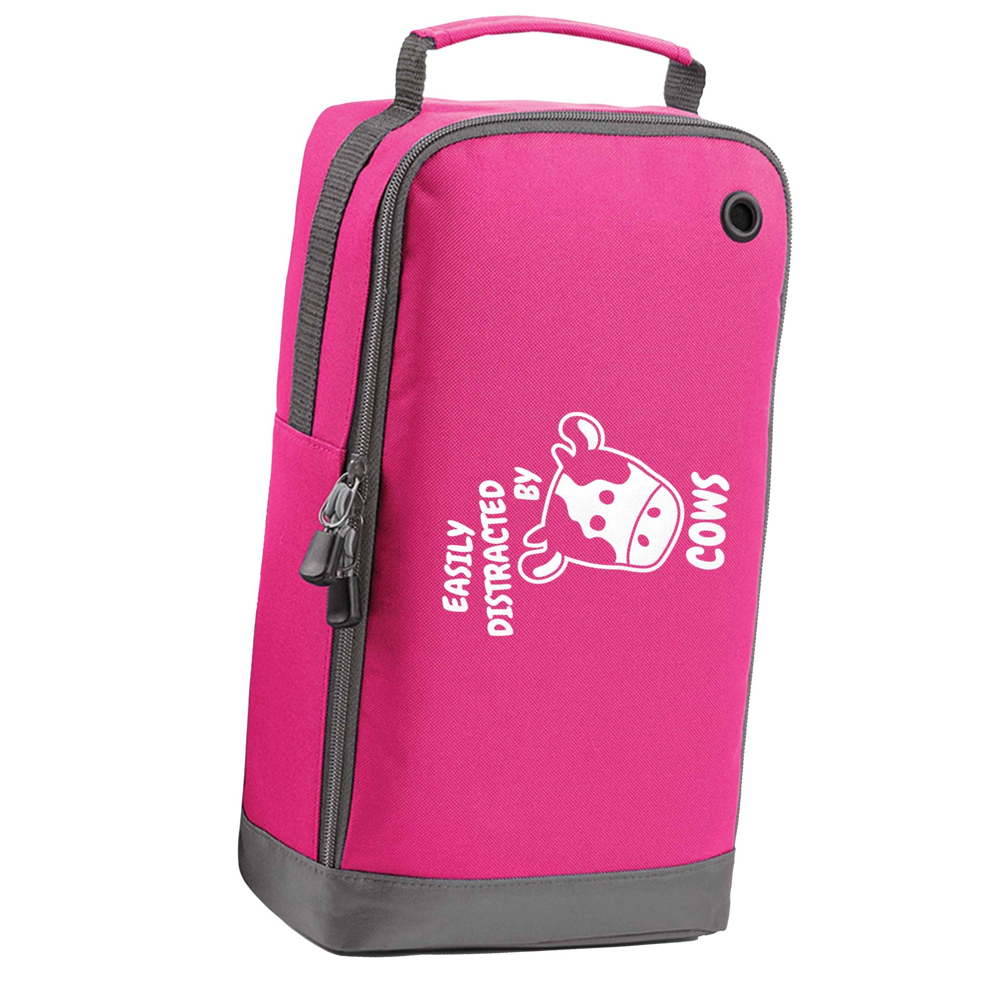 Easily distracted by cows pink sports shoe bag horizontal print