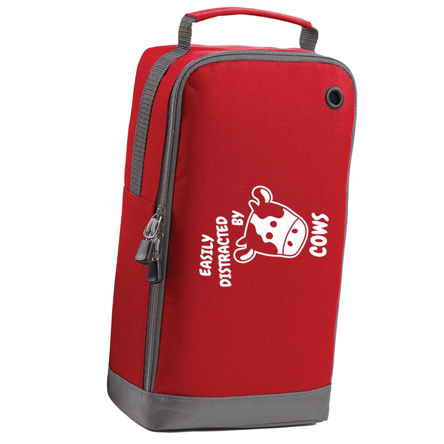 Easily distracted by cows red sports shoe bag horizontal print