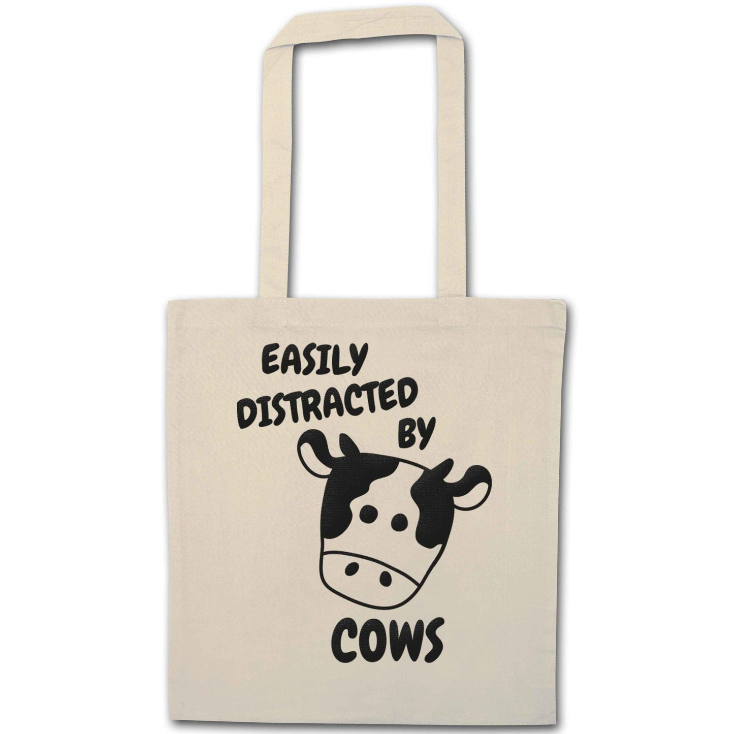 Easily distracted by cows natural tote bag