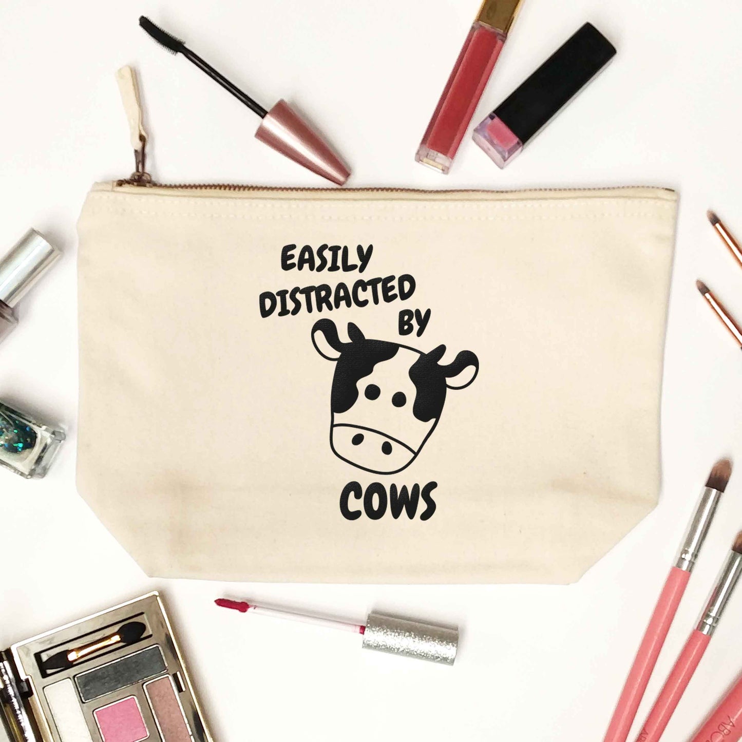Easily distracted by cows natural makeup bag