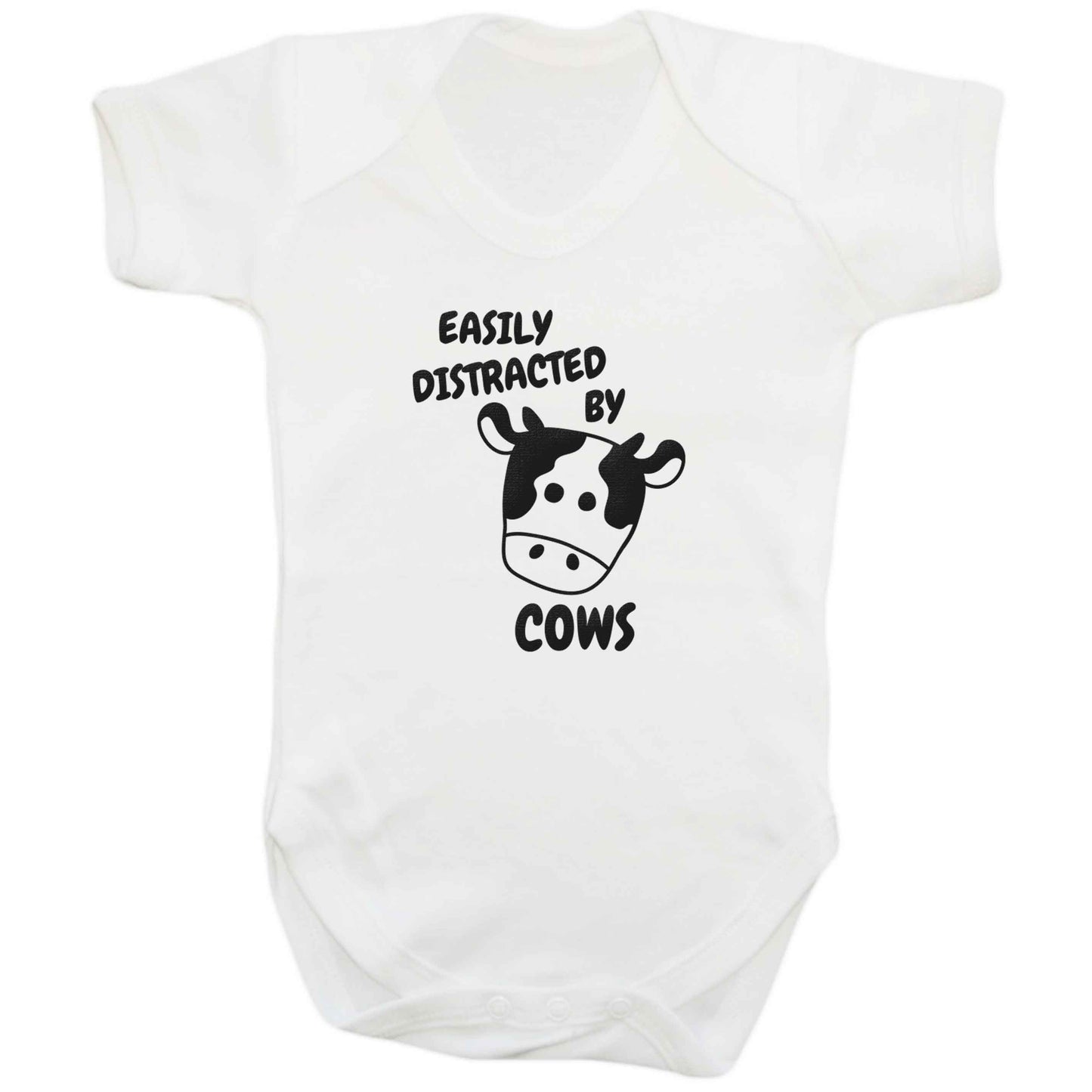 Easily distracted by cows baby bodysuit white 18-24 months