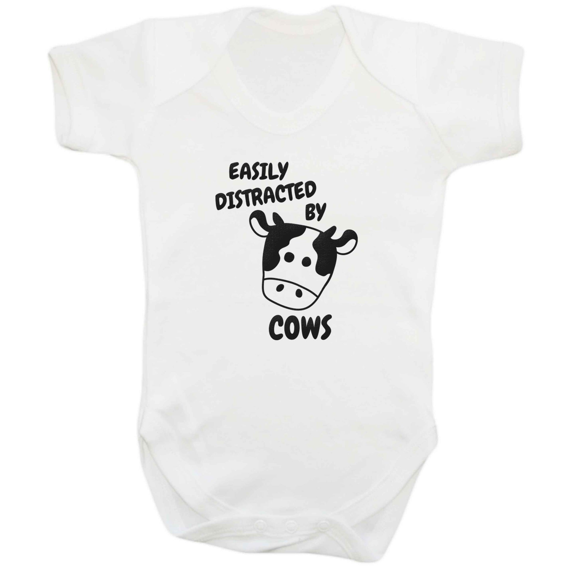 Easily distracted by cows baby bodysuit white 18-24 months